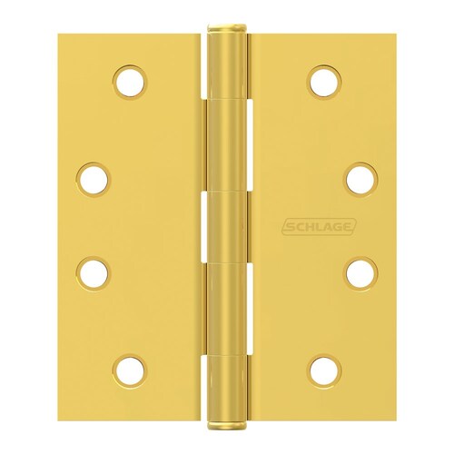 4" Square Hinge, Bright Polished Brass