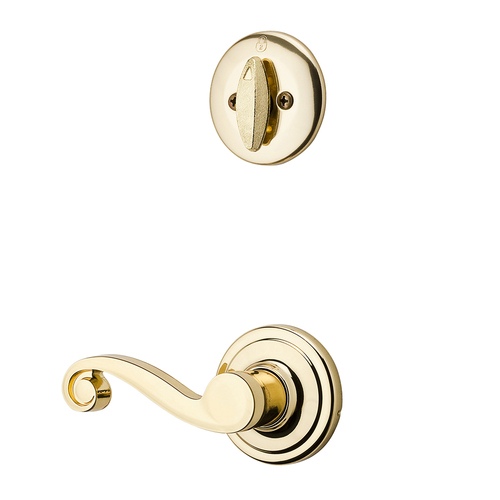 Lido Lever Interior Single Cylinder Handleset Trim Bright Polished Brass