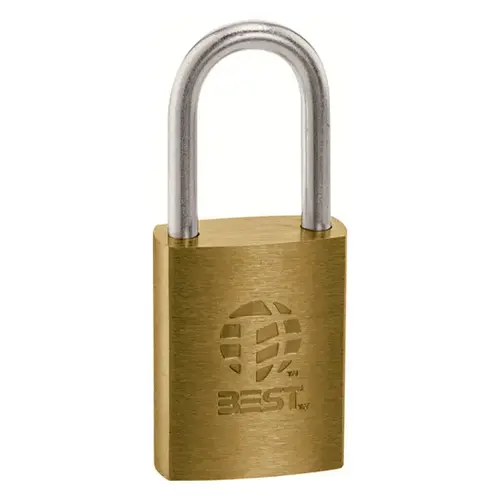 Brass 1/4" Diameter Padlock 7 Pin 1-1/2" Shackle Non Key Retained Case Drilled for Clevis