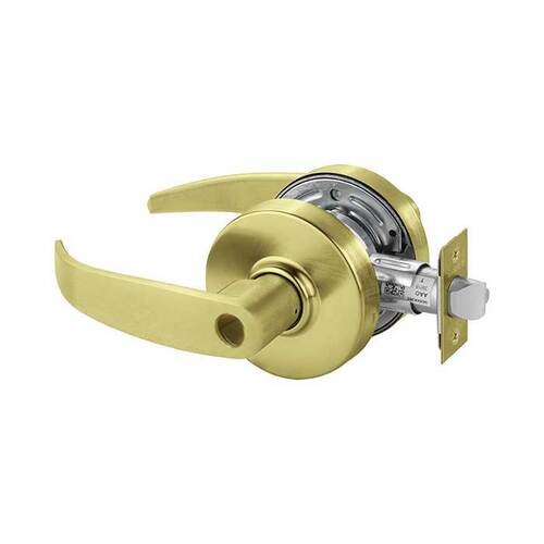 7 Line G04 Storeroom/Closet Lever Lockset-Less Cylinder Satin Brass