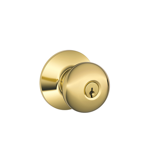 F51AF Plymouth Keyed Entry Knob Lock, Bright Polished Brass