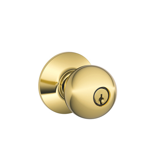 F51A Orbit Keyed Entry Knob x Elan Lever Lock, Satin Brass Blackened