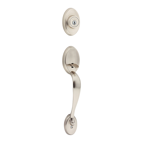 Chelsea Exterior Single Cylinder Handleset Trim Satin Nickel