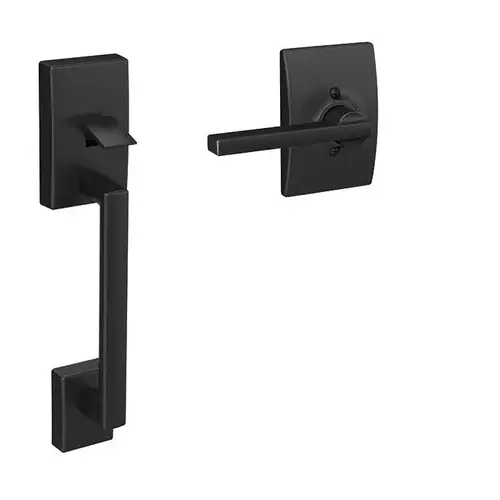 FE285 Century Handleset with Latitude Interior Lever and Century Trim Matte Black