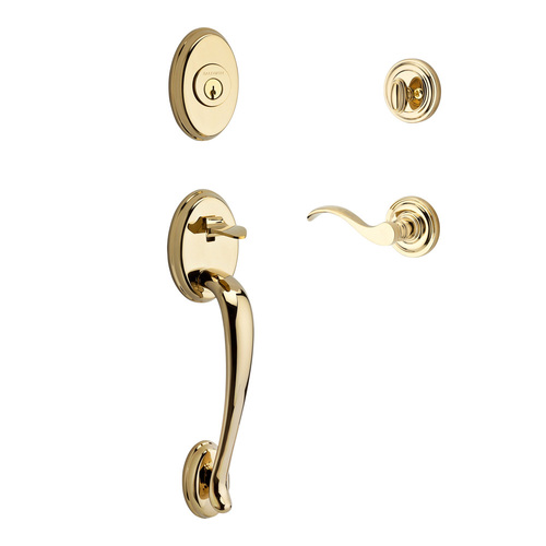 Columbus Handleset with Curve Lever Bright Polished Brass