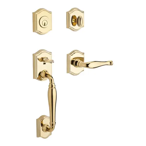 Westcliff Handleset with Decorative Lever Bright Polished Brass