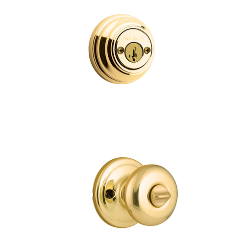 Juno Knob Interior Double Cylinder Handleset Trim Bright Polished Brass