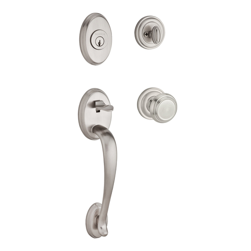 Columbus Handleset with Traditional Knob Satin Nickel