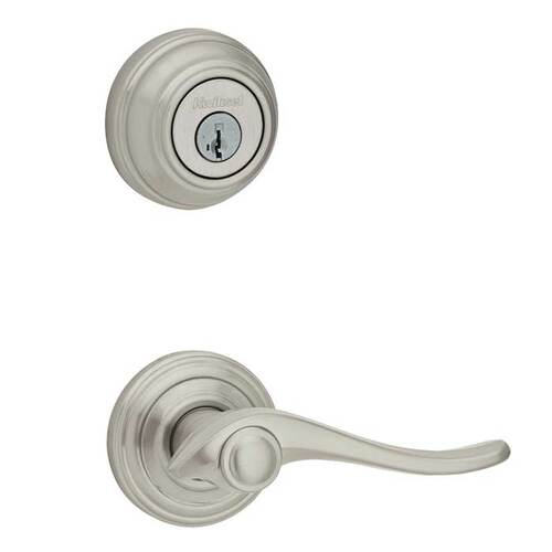 Avalon Lever Interior Double Cylinder Handleset Trim Satin Nickel