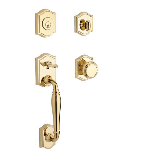 Westcliff Handleset with Traditional Knob Bright Polished Brass