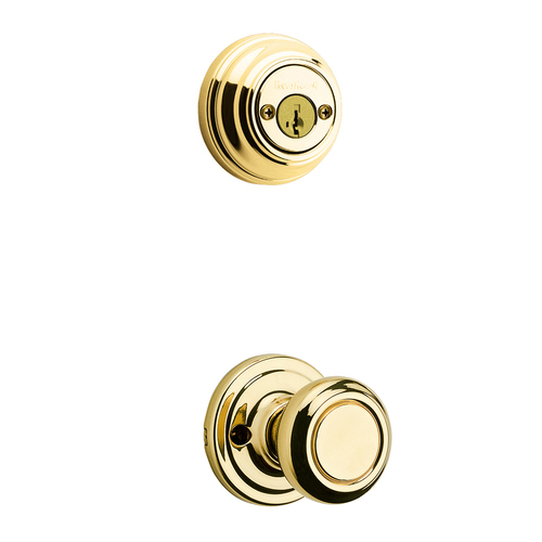 Cameron Knob Interior Double Cylinder Handleset Trim Bright Polished Brass