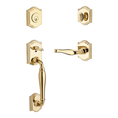 Westcliff Handleset with Decorative Lever Bright Polished Brass