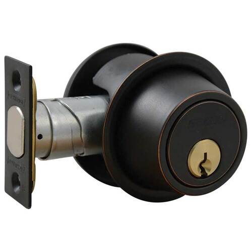 Single Cylinder Deadbolt, Grade 2, Adjustable 2-3/8" or 2-3/4" Backset, Aged Bronze