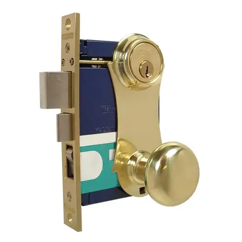 Marks 21AC-3-W-RHR 21AC Entrance Knob Mortise Lock Bright Polished Brass