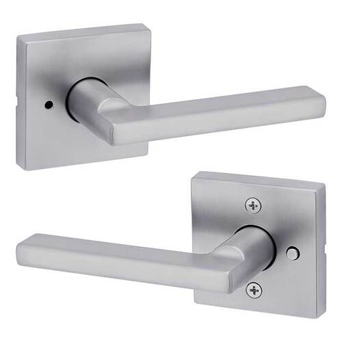 Halifax Privacy Door Lever Set with Square Rose Satin Chrome Finish