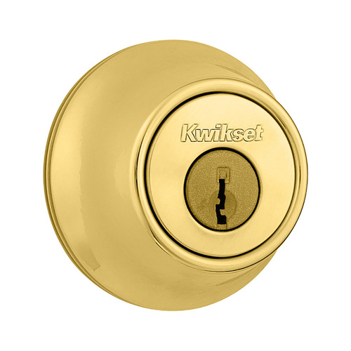 Single Cylinder Deadbolt, KW1 Keyway, Keyed Alike 3, 6-Way Adjustable Latch 2-3/8"-2-3/4" Backset, Grade 3, Bright Brass US3/605