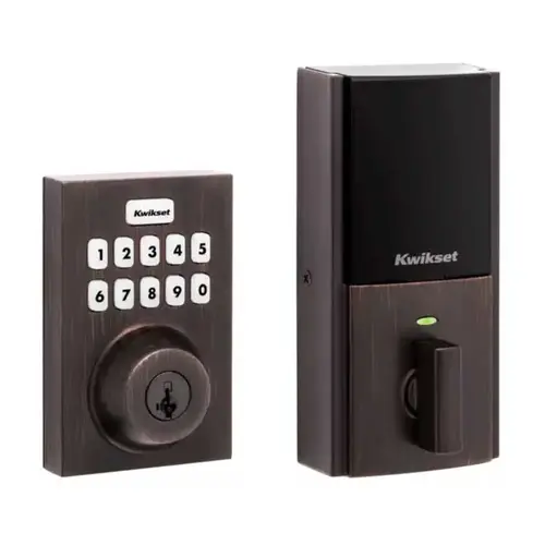 Contemporary Push Button Electronic Deadbolt Venetian Bronze