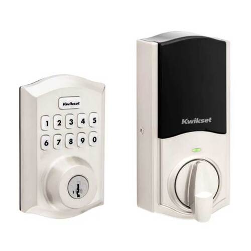 Traditional Push Button Electronic Deadbolt Satin Nickel