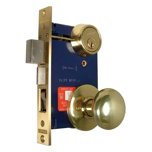 22AC Entrance Knob Mortise Lock Bright Polished Brass