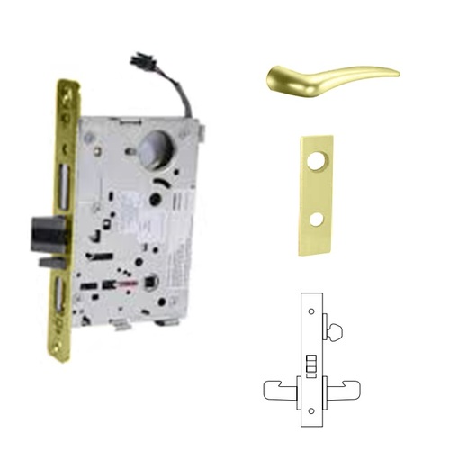 8271-24V Electrified Single Cylinder Mortise Lock Bright Polished Brass