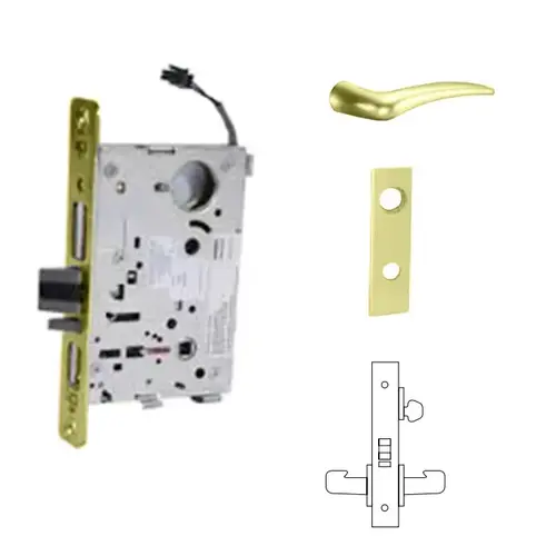 8271-12V Electrified Single Cylinder Mortise Lock Bright Polished Brass