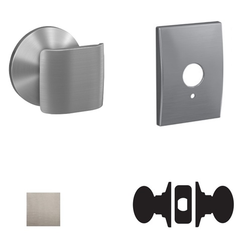 Ganton Knob with Century Rose Passage and Privacy Lock with 16600 Latch and 10027 Strike Satin Nickel Finish