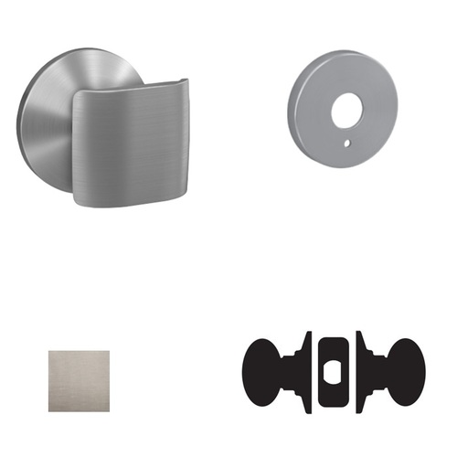 Ganton Knob with Howe Rose Passage and Privacy Lock with 16600 Latch and 10027 Strike Satin Nickel Finish