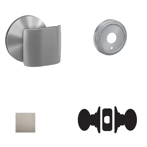 Ganton Knob with Indy Rose Passage and Privacy Lock with 16600 Latch and 10027 Strike Satin Nickel Finish