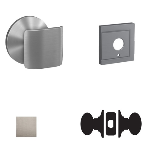 Ganton Knob with Upland Rose Passage and Privacy Lock with 16600 Latch and 10027 Strike Satin Nickel Finish