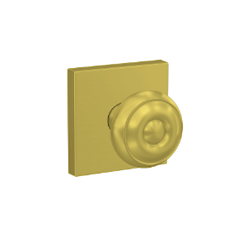 Georgian Knob with Collins Rose Passage and Privacy Lock with 16600 Latch and 10027 Strike Satin Brass Finish