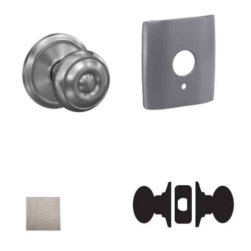 Georgian Knob with Dalton Rose Passage and Privacy Lock with 16600 Latch and 10027 Strike Satin Nickel Finish