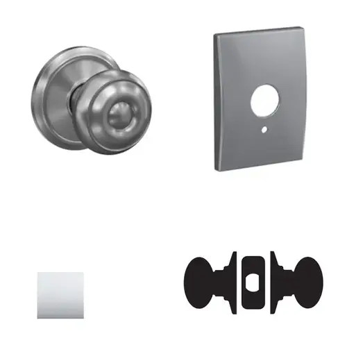 Georgian Knob with Century Rose Passage and Privacy Lock with 16600 Latch and 10027 Strike Bright Chrome Finish