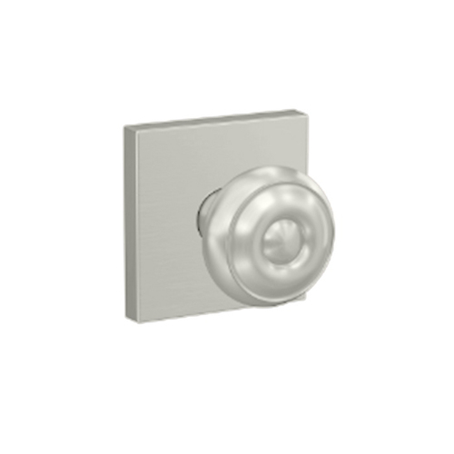 Georgian Knob with Collins Rose Passage and Privacy Lock with 16600 Latch and 10027 Strike Bright Chrome Finish