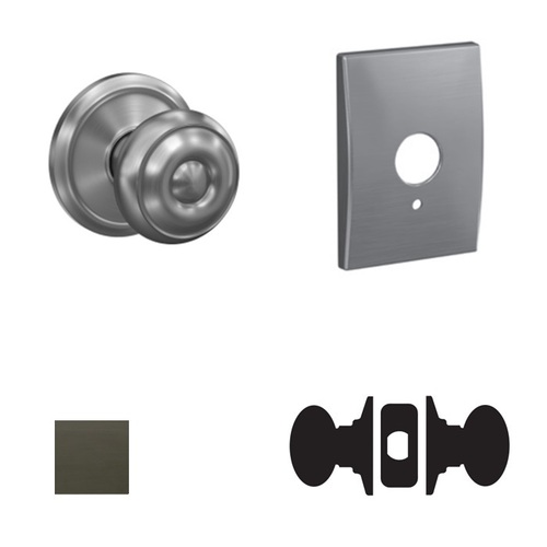 Georgian Knob with Century Rose Passage and Privacy Lock with 16600 Latch and 10027 Strike Aged Bronze Finish