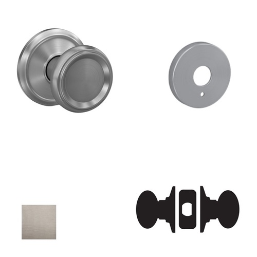 Offerman Knob with Howe Rose Passage and Privacy Lock with 16600 Latch and 10027 Strike Satin Nickel Finish