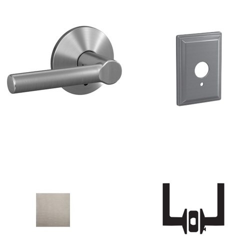 Broadway Lever with Grandville Rose Passage and Privacy Lock with 16600 Latch and 10027 Strike Satin Nickel Finish