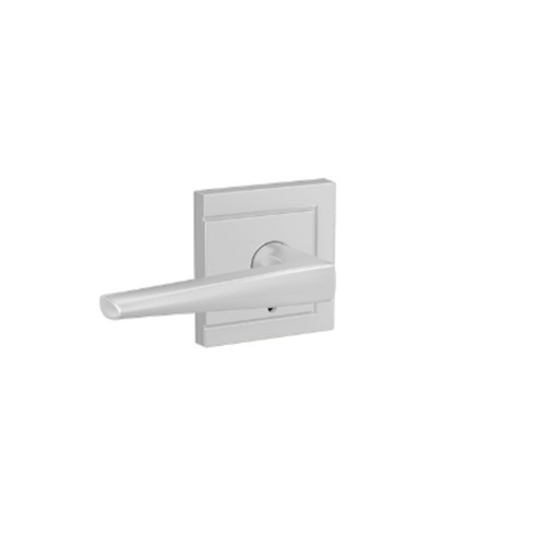 Eller Lever with Upland Rose Passage and Privacy Lock with 16600 Latch and 10027 Strike Bright Chrome Finish