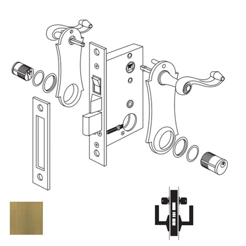 Marks 9215ac-us5-w-lhr Uni-lock Mort Double Cylinder Lever X Escutcheon