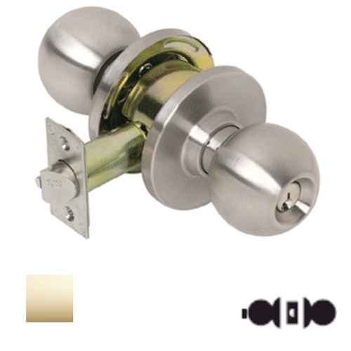 PLS K240-US3-2-3/4 Grade 2 Privacy Knob Lock Bright Polished Brass