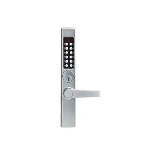Mortise Deadlatch - Remote Unlock Narrow Stile Lever Satin Chrome