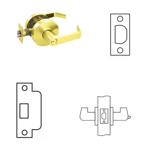 RL Series Cylindrical Lever Lock Bright Polished Brass