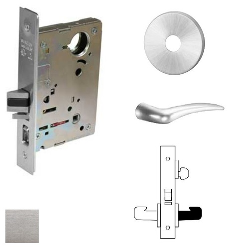 8200 Series 8204 Storeroom/Closet Lockset Less Cylinder Satin Chrome