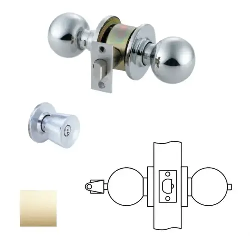 MK Series Cylindrical Knob Locks Bright Polished Brass