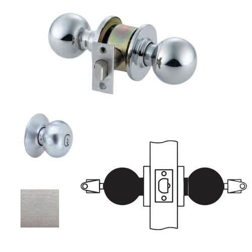 MK Series Cylindrical Knob Locks Satin Chrome