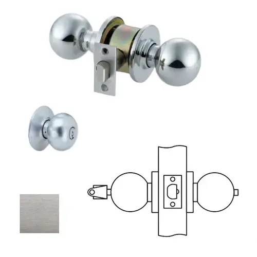 MK Series Cylindrical Knob Locks Satin Chrome