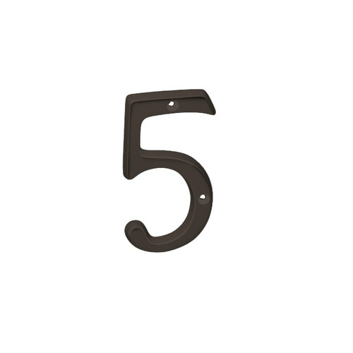 House Number, Character: 5, 4 in H Character, Bronze Character, Brass