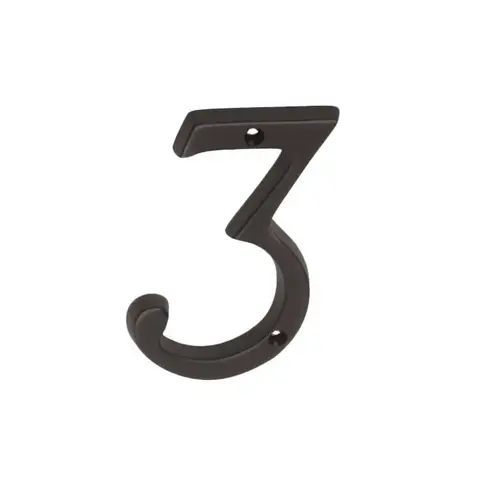 House Number, Character: 3, 4 in H Character, Bronze Character, Solid Brass