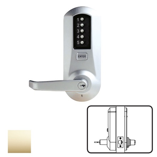 Simplex Pushbutton Mortise Lock w/ Lever Combination Entry-LFIC Schlage-Passage-Lockout-Deadbolt Bright Brass LH