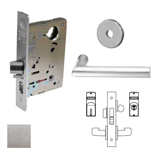 8200 Series 8225 Dormitory/Exit Lockset Less Cylinder Satin Chrome