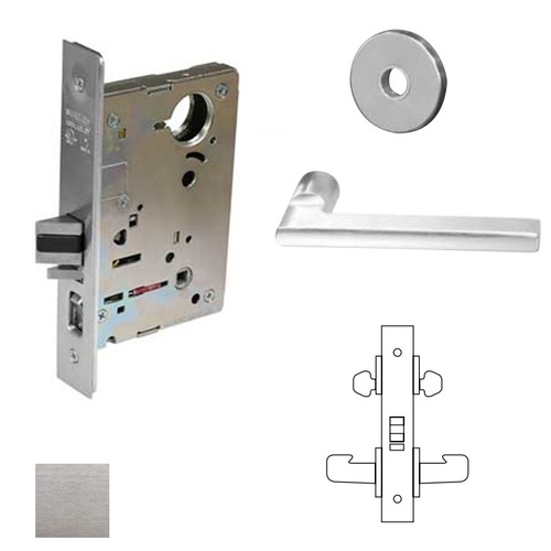 8200 Series 8216 Apartment/Exit/Public Toliet Lockset Less Cylinder Satin Chrome